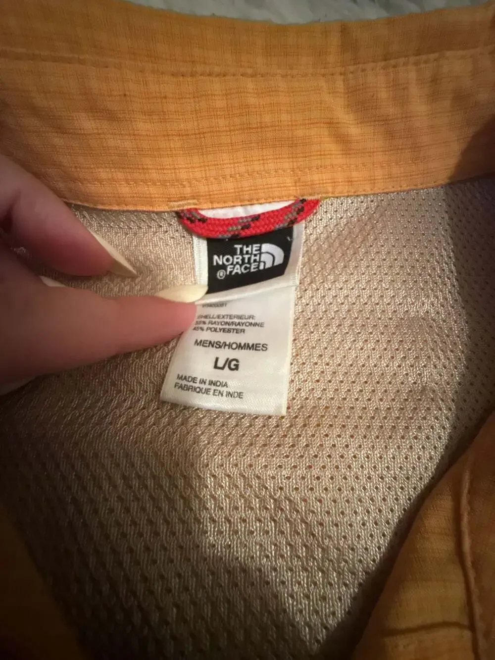 The North Face Men's Orange Plaid Short Sleeve Button-Down Vented Shirt